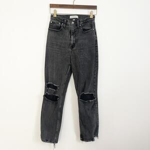 ABERCROMBIE Ultra High Rise Ankle Straight Distressed Curve Love Jeans Black 26